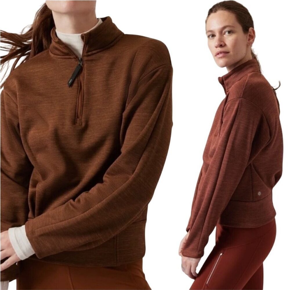 Athleta Altitude Polartec 1/2 Zip Sweatshirt Mahogany Heather Size S